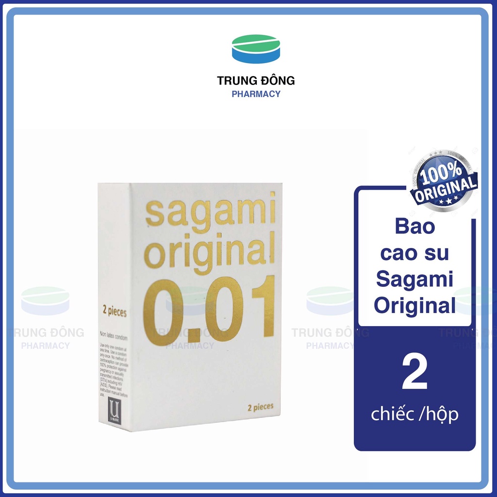 Hộp 2 chiếc Bao cao su Sagami Original 0.01 Nhật Bản, BCS mỏng nhất thế giới - Trung Đông Pharmacy