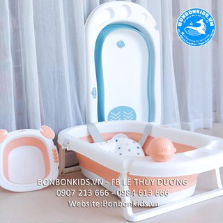 Chậu tắm gấp gọn Full bộ (Kèm phao + Chậu rửa mặt + đồ chơi)