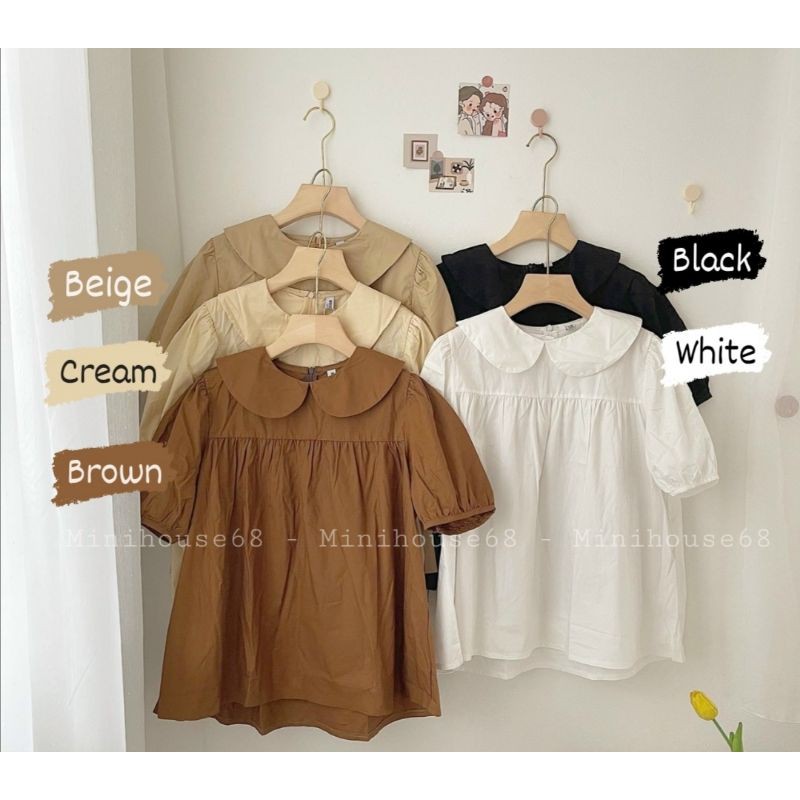 ÁO KIỂU CỔ SEN TAY NGẮN PHỒNG BABYDOLL