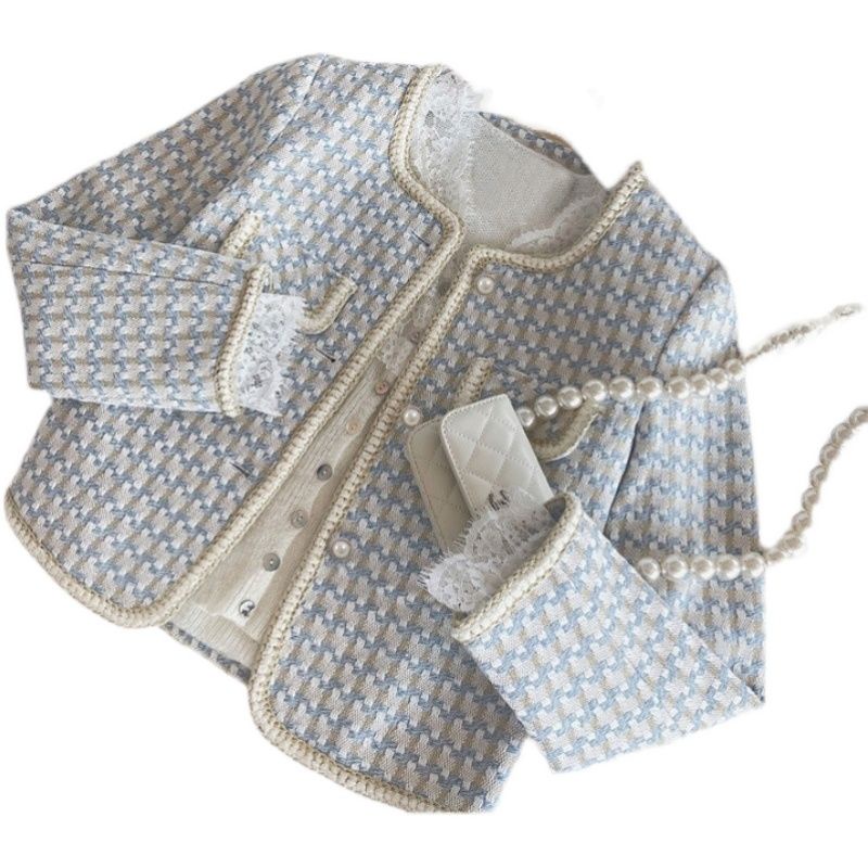 Áo Khoác Kiểu Hàn Quốc Kẻ Sọc Caro Thời Trang Xuân Thu Mới Cho Bé Gái 2022