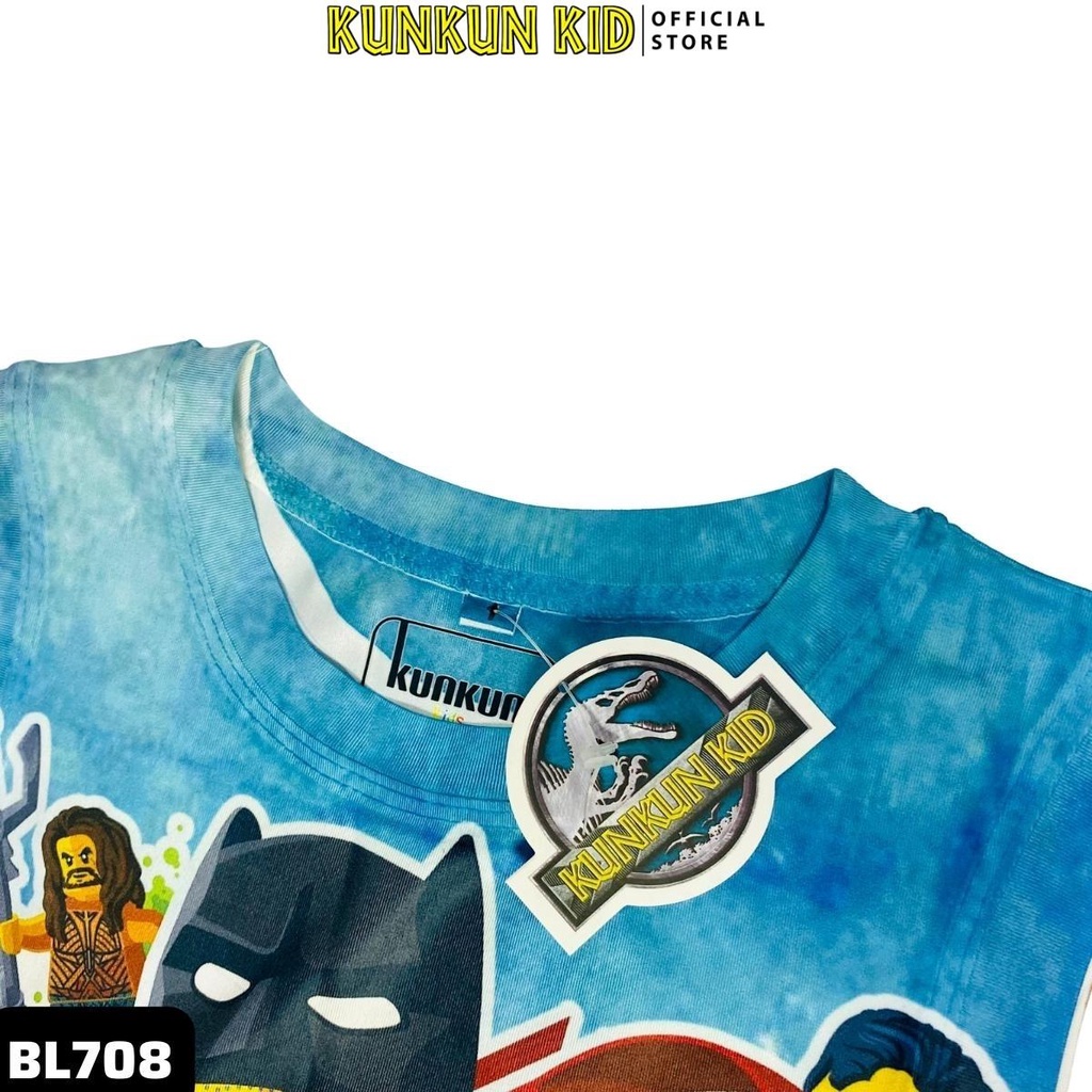 Quần áo bé trai Kunkun Kid BL708 in hình Siêu nhân Marvel chất Thun lạnh size đại từ 10-60kg