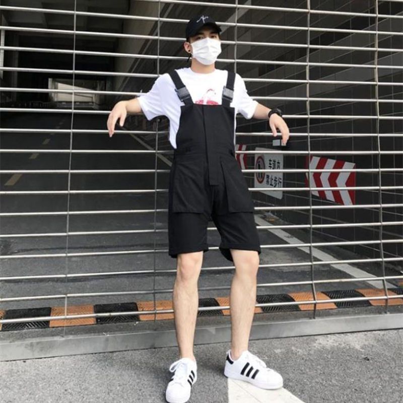 Quần Yếm Kaki Ngắn Phong Cách Hong Kong Thời Trang Mùa Hè Mới Cho Nam