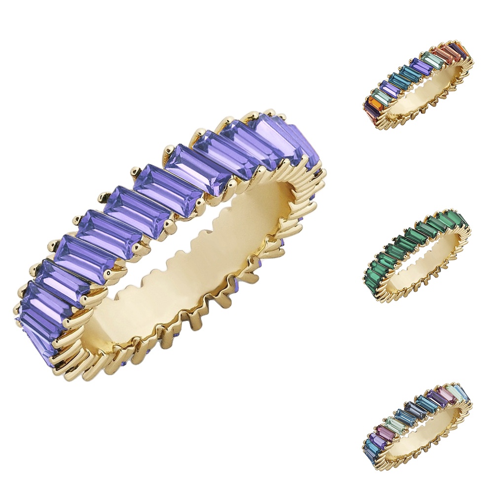 Nhẫn đính kim cương nhân tạo hình chữ nhật sành điệu