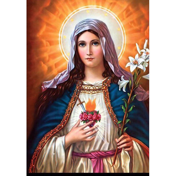 Tranh treo tường tranh đạo công giáo kích thước 60x80 cm kèm khung cao cấp.