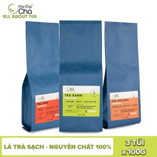 Combo 3 túi trà tự chọn nguyên chất 100% đen, xanh, oolong - 3 túi giấy loại 100gr