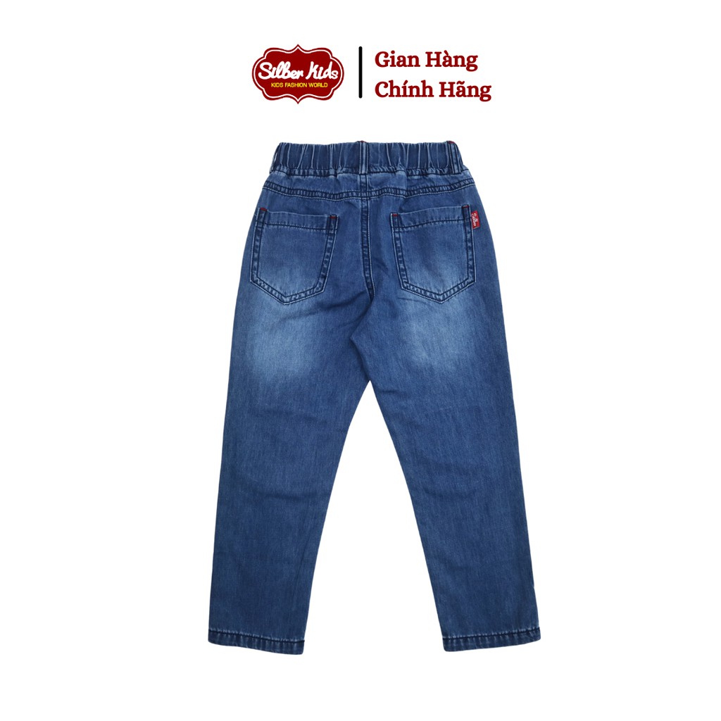 [Mã BMBAU50 giảm 7% đơn 99K] Quần Jean Dài Bé Trai 18-50kg Phối Đáp Gối SILBER KIDS