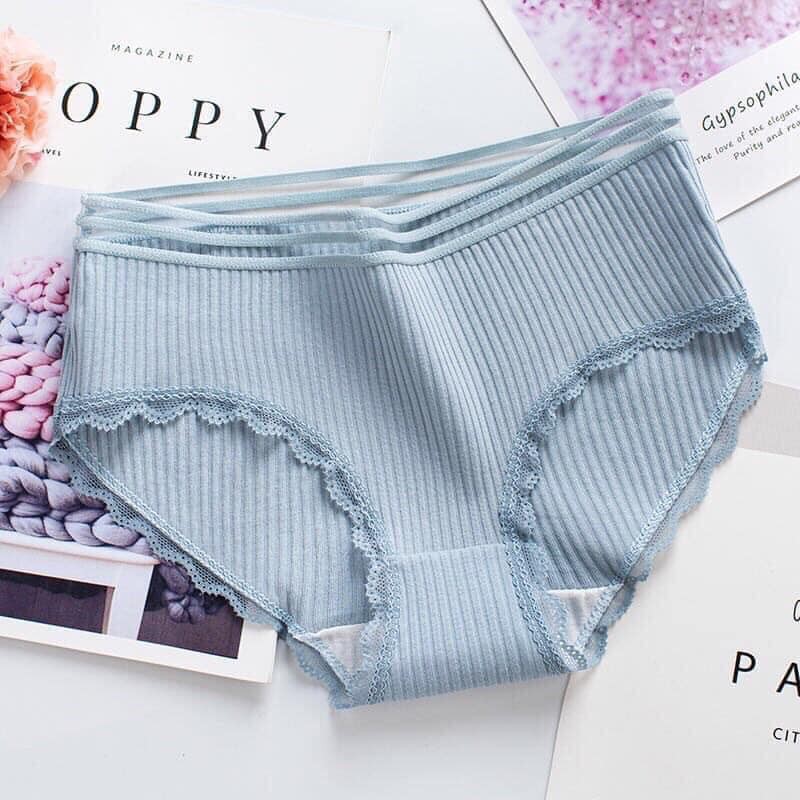 Hộp 5 chiếc quần lót cotton tăm viền ren sexy - TH