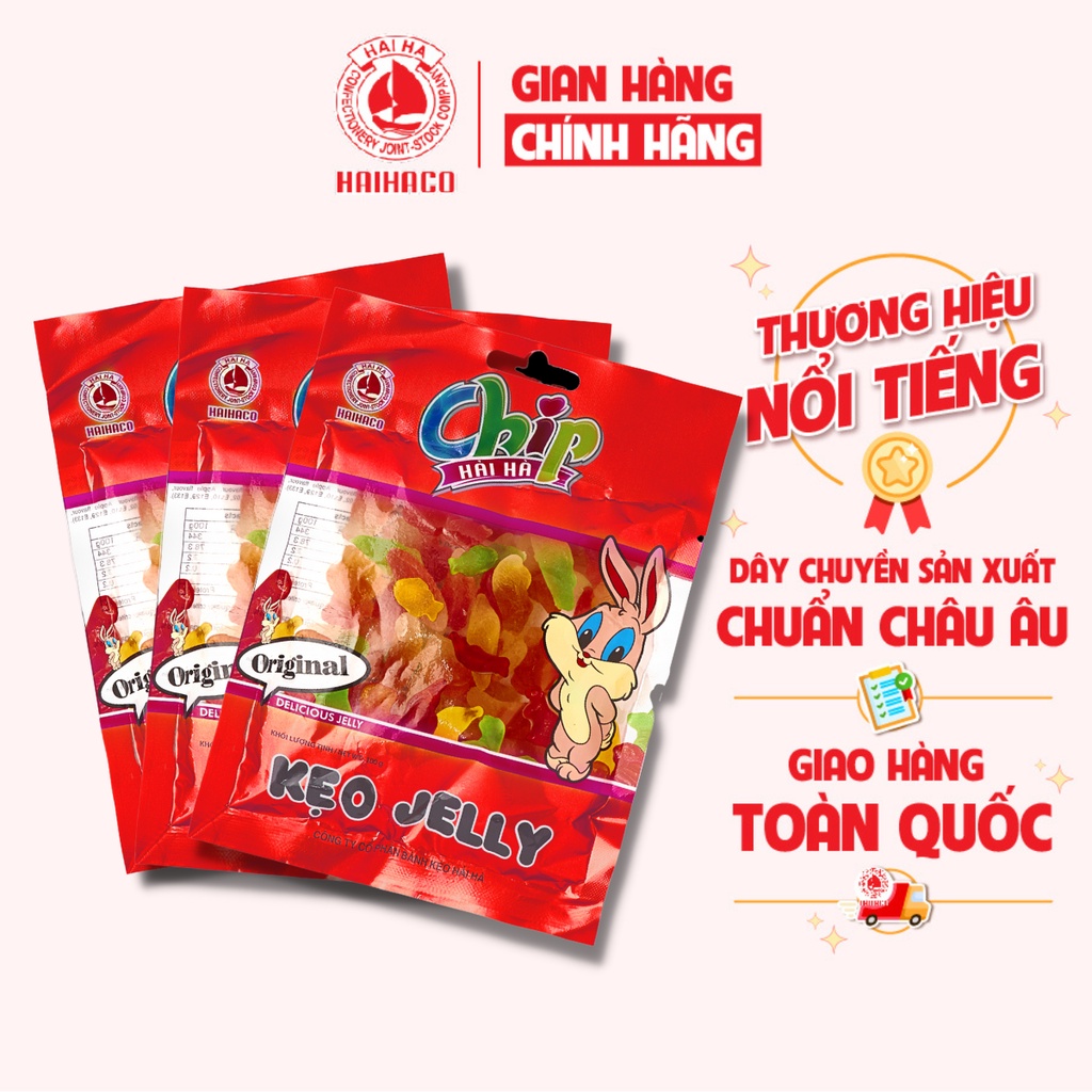 Kẹo dẻo Jelly Chip Chip HẢI HÀ - Túi 100 Gram - Combo 3 túi tiện lợi