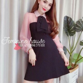 Đầm cát hàn phối tay voan