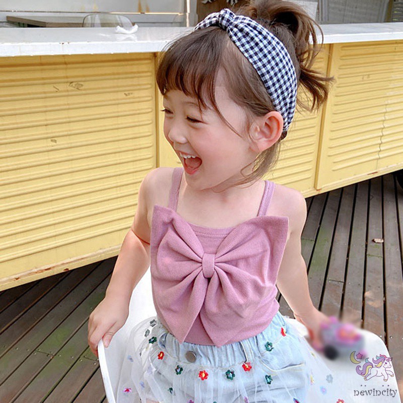 Áo sát nách đính nơ thời trang Hàn Quốc đáng yêu dành cho bé gái