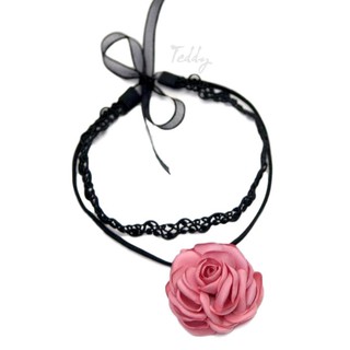 Vòng cổ, dây cổ choker hoa hồng lụa