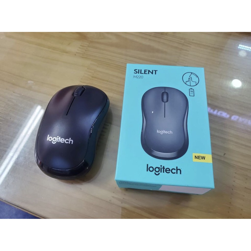 Chuột không dây Logitech Silent M220 màu đen - Tặng kèm pin - Bảo hành 12 tháng