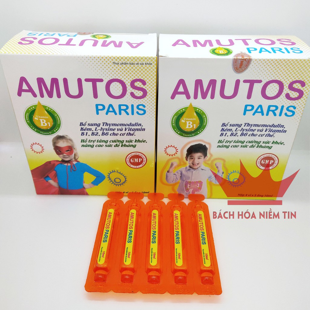 AMUTOS Paris - Bổ sung Thymomodulin, Taurin, kẽm, vitamin - tăng cường sức đề kháng - giảm nguy cơ mắc bệnh hô hấp