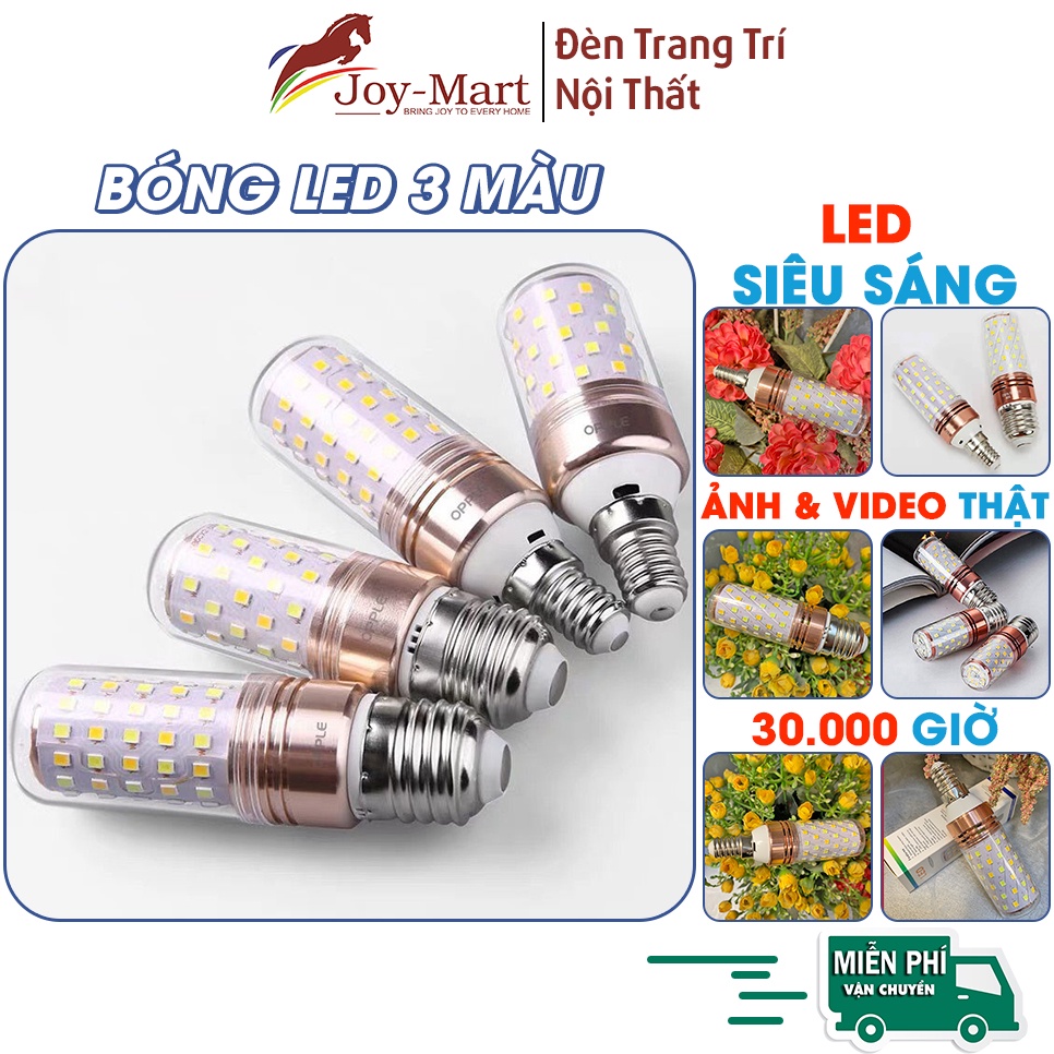 Bóng Đèn LED 3 Màu Tiện Dụng Siêu Sáng E27 E14 Công Suất 12w 16w 18w AC 220v Thay Đổi Ánh Sáng Vàng Trắng Trung Tính
