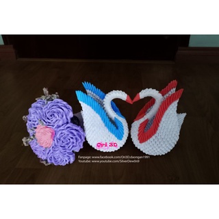 Cặp Thiên Nga Origami 3D (handmade)