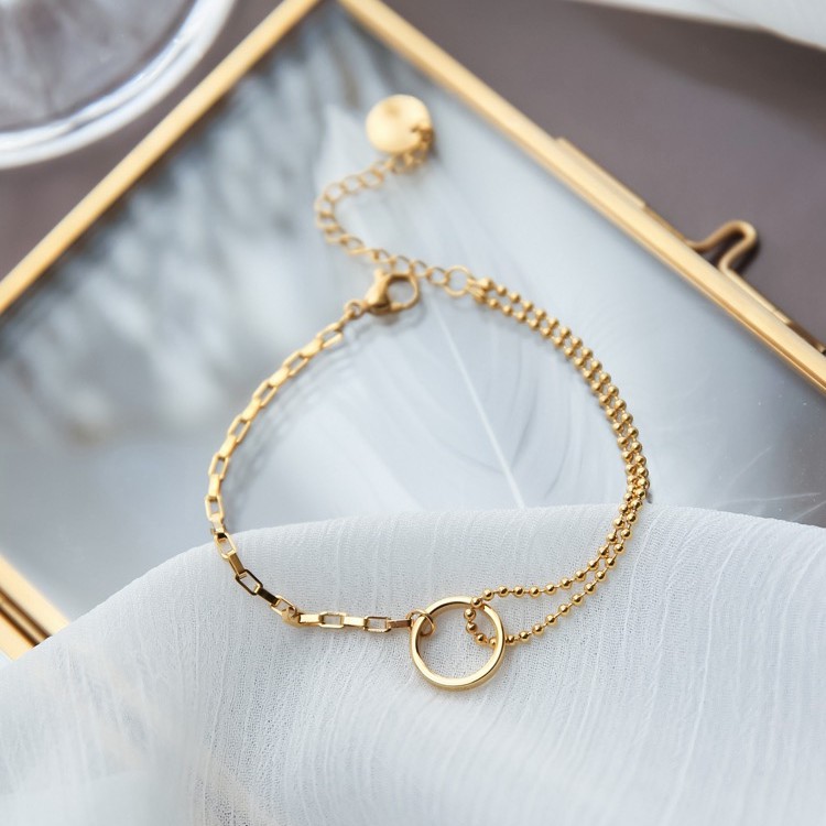 Vòng tay bằng thép titan mạ vàng hồng 18k không gây dị ứng thời trang xinh xắn