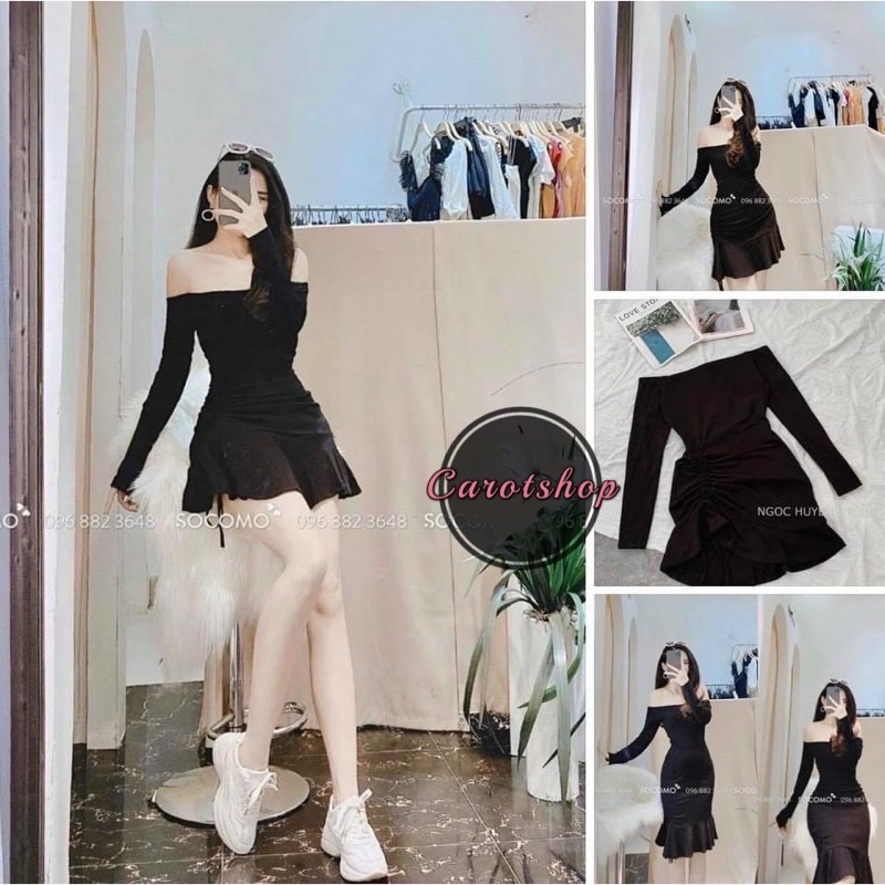 đầm đuôi cá bệt vai có mút ngực - Carotshop