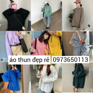 ÁO DÀI TAY TRƠN 10 MÀU PASTEL UNISEX - ÁO THUN NỈ TRƠN HOT