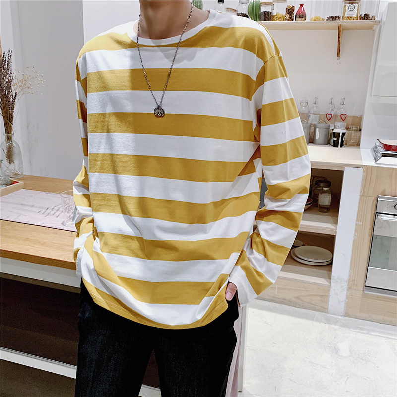 Áo sweater tay dài dáng rộng kẻ sọc thời trang cho cặp đôi