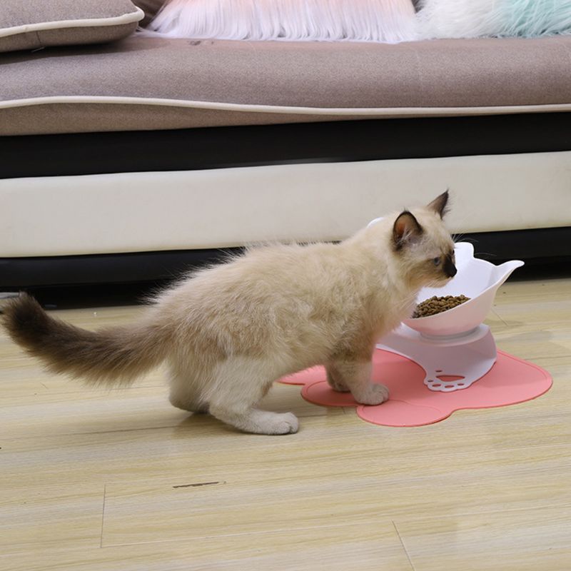 Tô Đựng Thức Ăn / Nước Uống Hai Ngăn Kèm Giá Đỡ 15 Ngăn Dành Cho Thú Cưng° Thảm Lót Sàn Không Trơn Tslilted