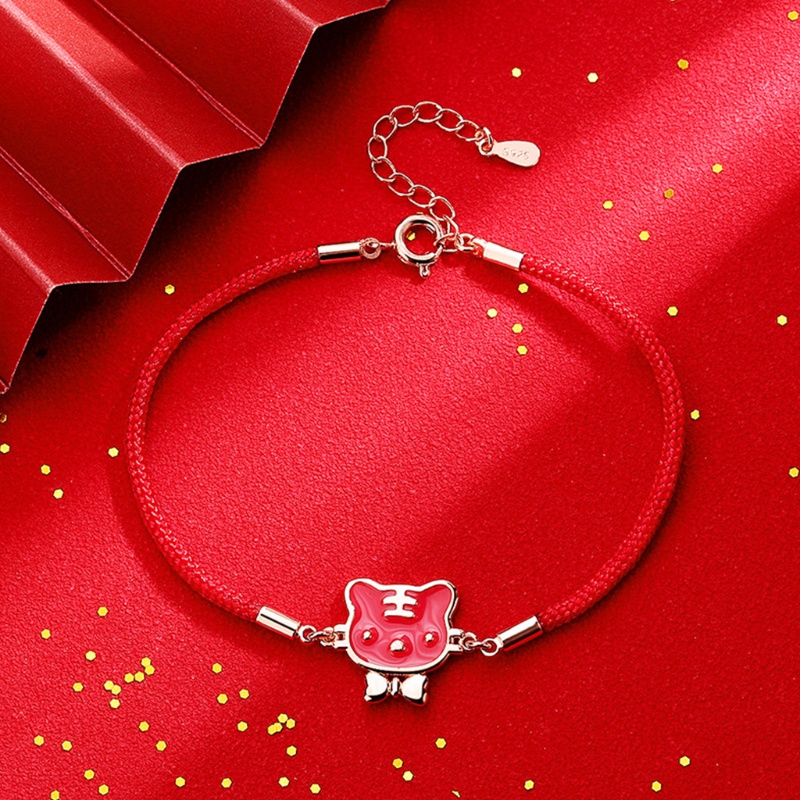 Flgo Vòng Đeo Tay May Mắn Bằng Kim Loại Màu Đỏ Có Thể Điều Chỉnh Được Có Kẹp Hình Hổ Nhiệt Độ