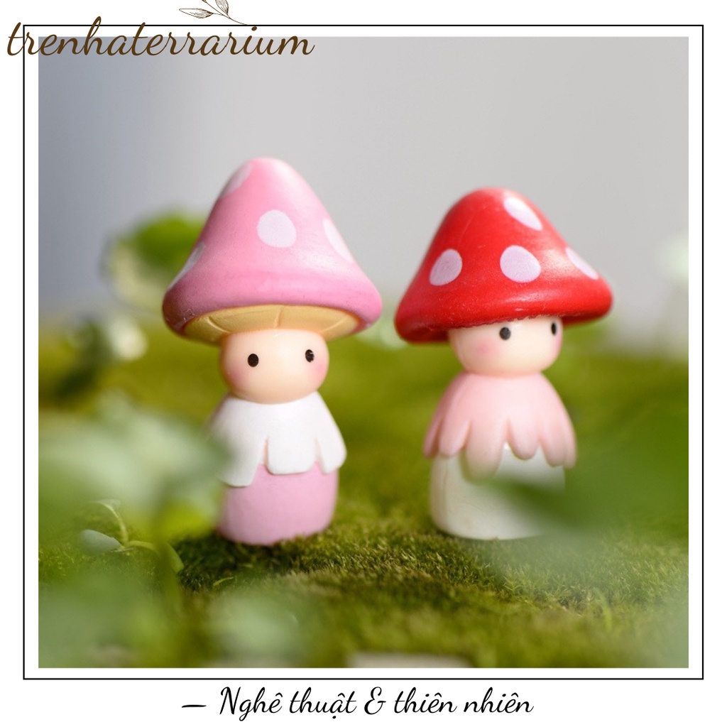Tiểu cảnh búp bê nấm trang trí vi cảnh, sen đá, mô hình, terrarium