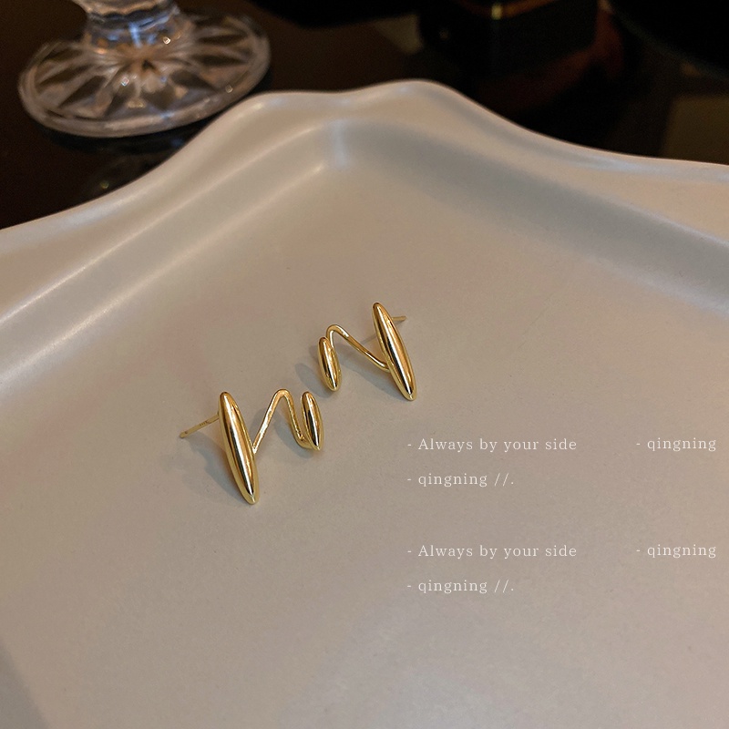 Khuyên tai DREJEW 2 hình chữ Z mạ vàng/ bạc phong cách Hàn Quốc độc đáo thời trang cho nữ