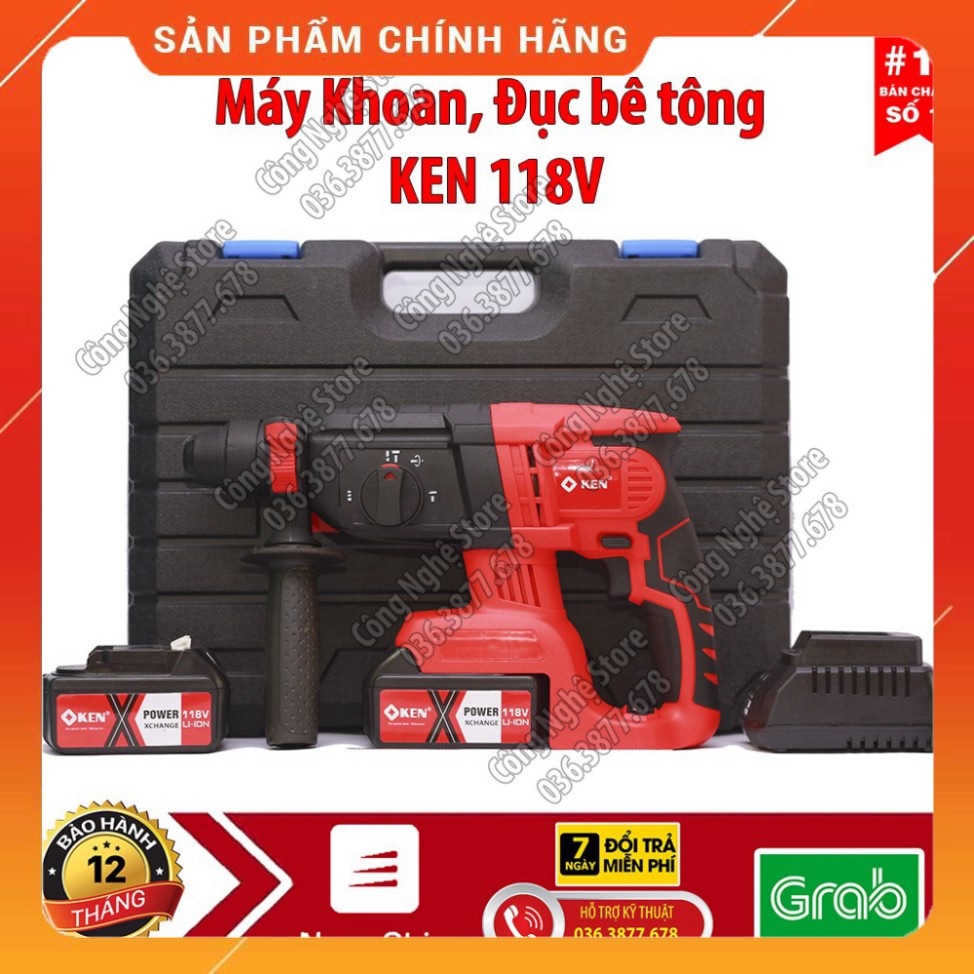 Máy KHOAN BÊ TÔNG, ĐỤC TƯỜNG, ĐỤC BÊ TÔNG dùng PIN , Máy khoan bê tông, Máy khoan tường [BẢO HÀNH 12 THÁNG] KEN .