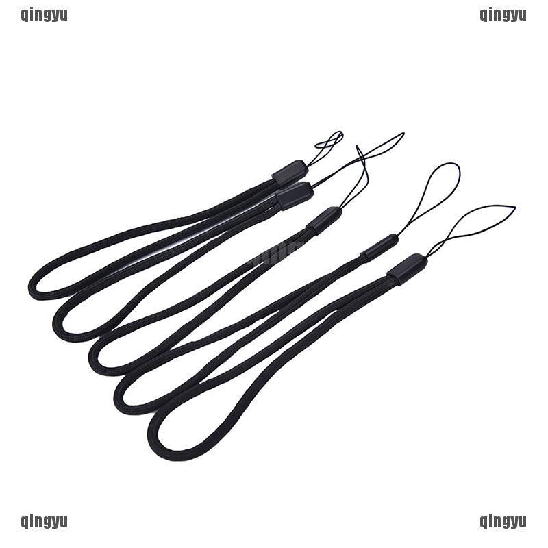 Set 5 Dây Đeo Cổ Tay Màu Đen Bằng Nylon Cho Điện Thoại / iPod / USB / mp3