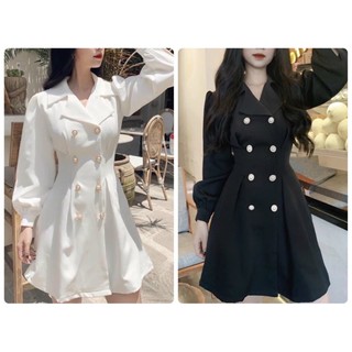 Đầm vest nút bo eo