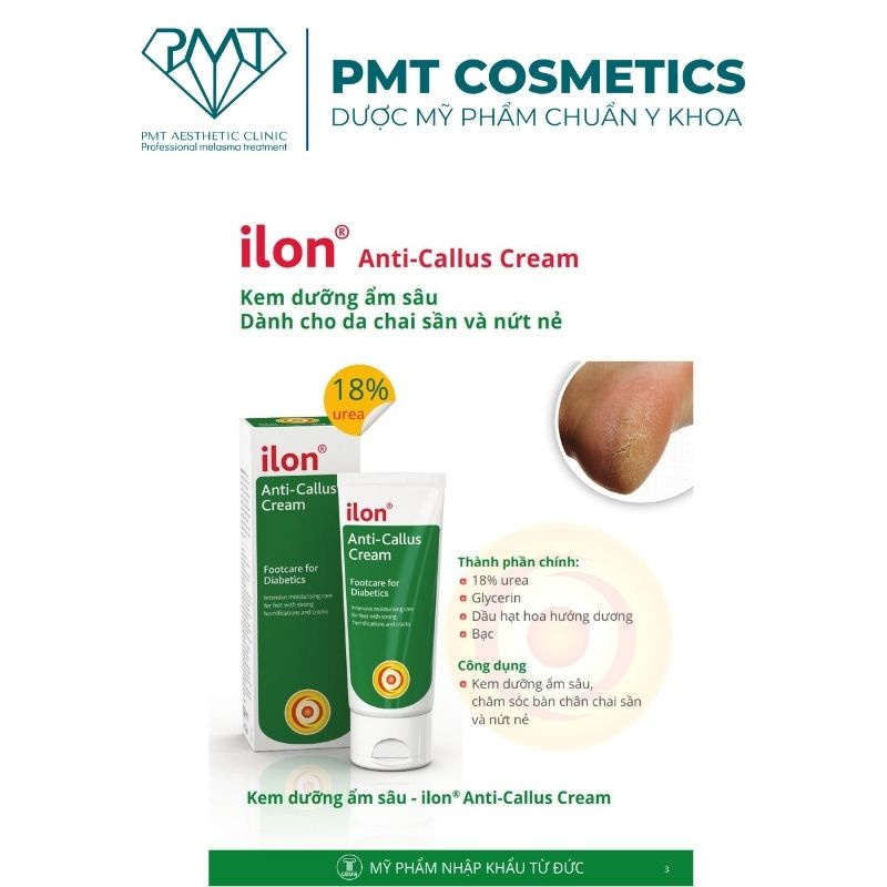 Kem Dưỡng Ẩm Da Tay Chân Ilon Anti-Callus Cream, PMT Cosmetics giảm khô nứt giúp da tay chân mềm mịn hồng hào 75ml