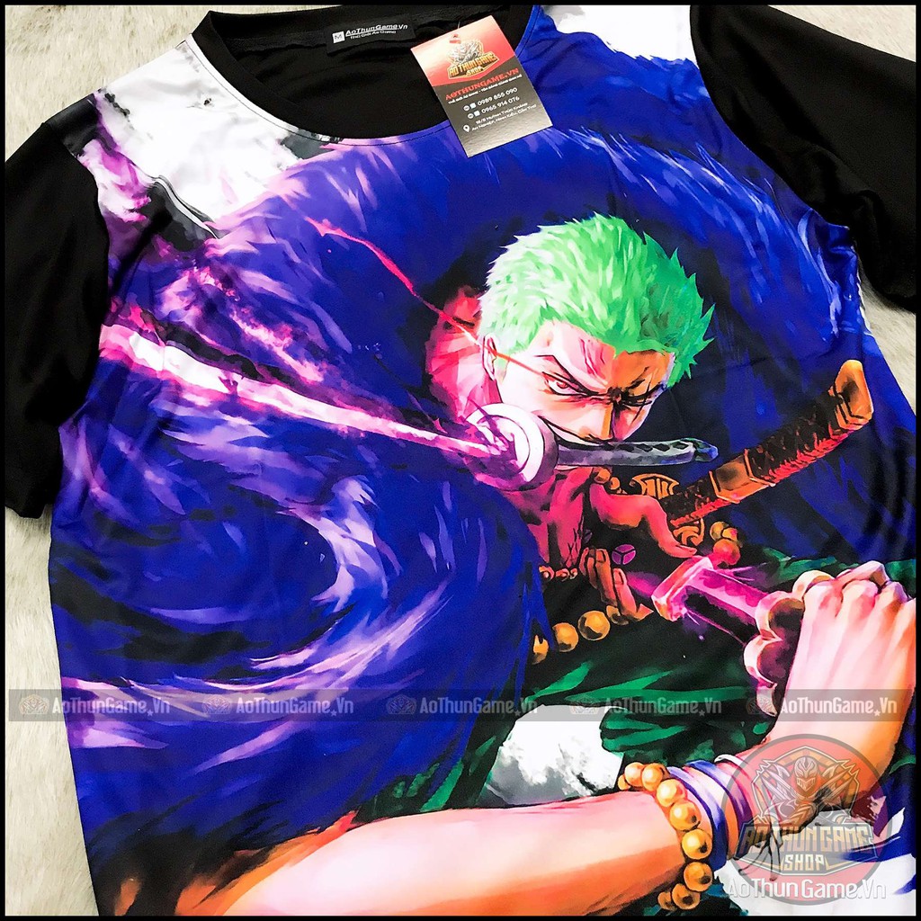 ☘️ Áo One Piece Zoro (3D Đen) Roronoa zoro A01, áo đảo hải tặc Anime Manga ☘️ (Shop AoThunGameVn)