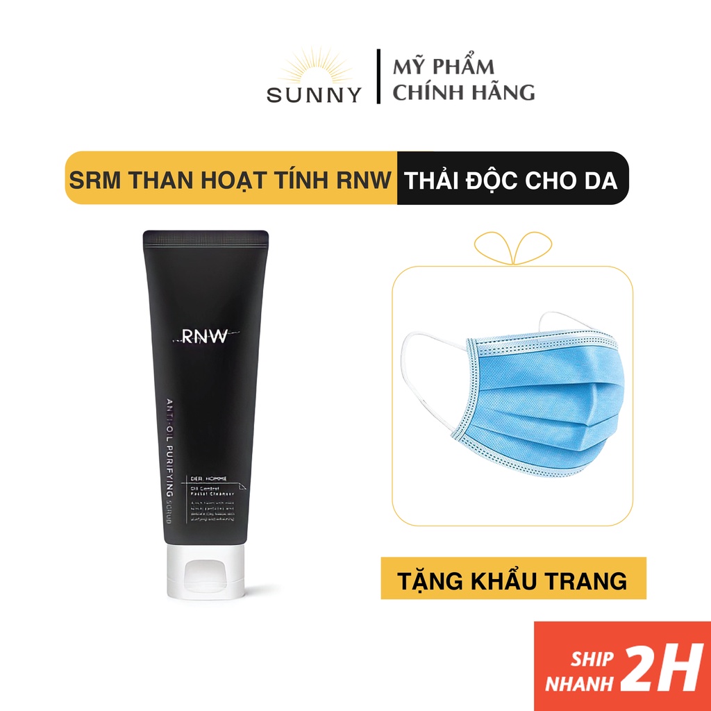 Sữa rửa mặt than hoạt tính RNW Oil Control Facial Cleanser chính hãng Hàn Quốc, làm sạch sâu, thải độc cho da