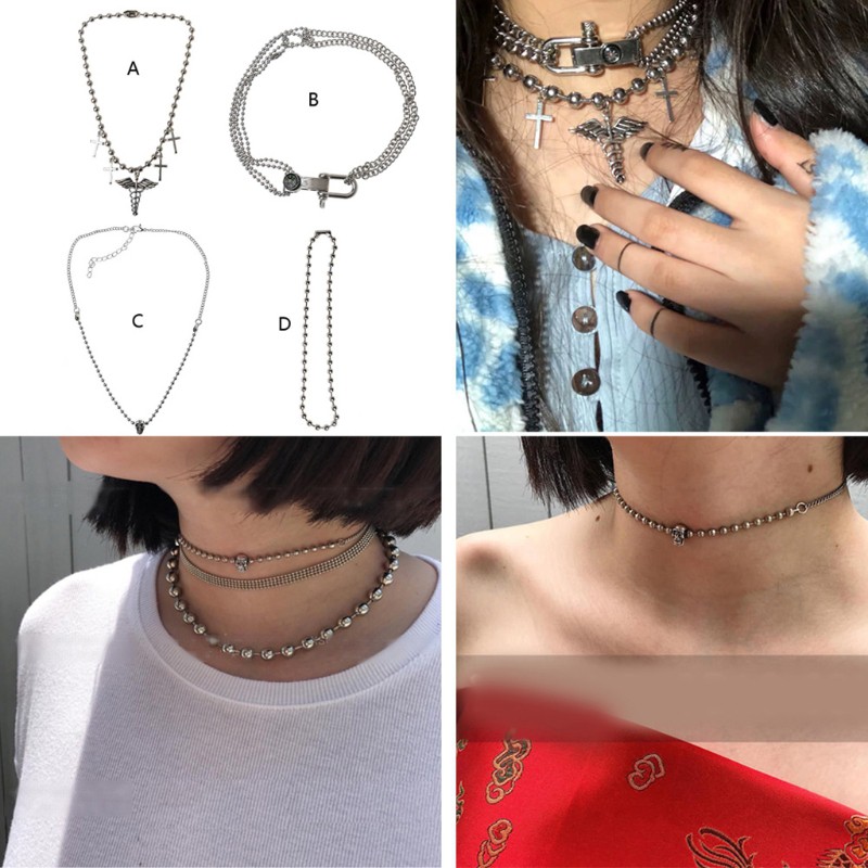 Vòng cổ choker mặt dây hình biểu tượng y học phong cách punk rock cho nữ
