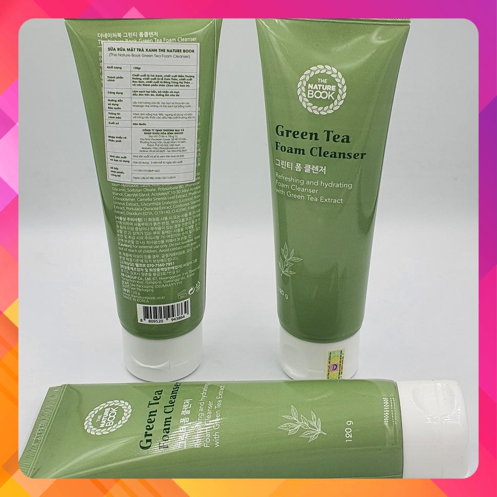 Sữa rửa mặt trà xanh The Nature Book, Sữa rửa mặt sạch sâu cho da dầu, da mụn, da nhạy cảm chính hãng Hàn Quốc 120g