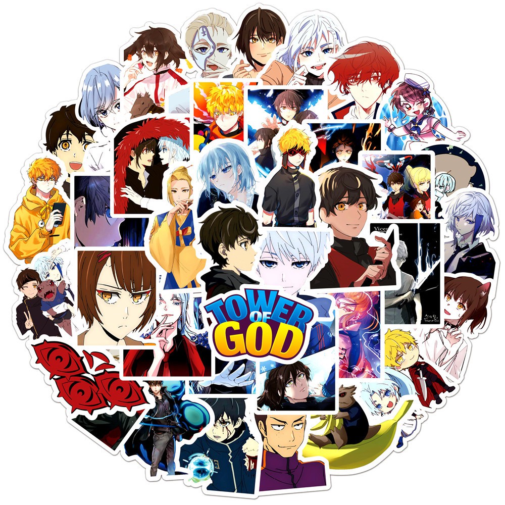 Set 50 miếng sticker hình các nhân vật trong TOWER OF GOD dán trang trí chống thấm