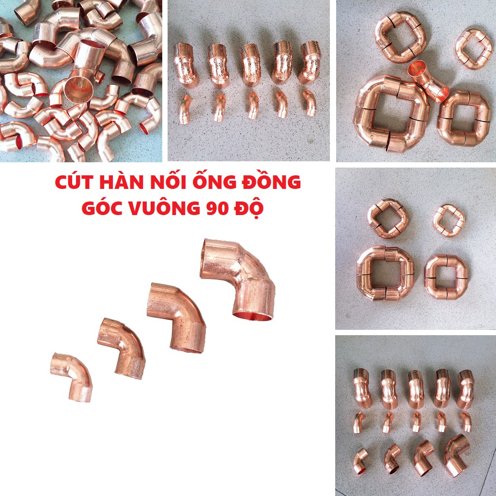 [SẴN HÀNG] Cút hàn nối ống đồng góc vuông 90 độ phi 10 - 12 - 16-19 mm