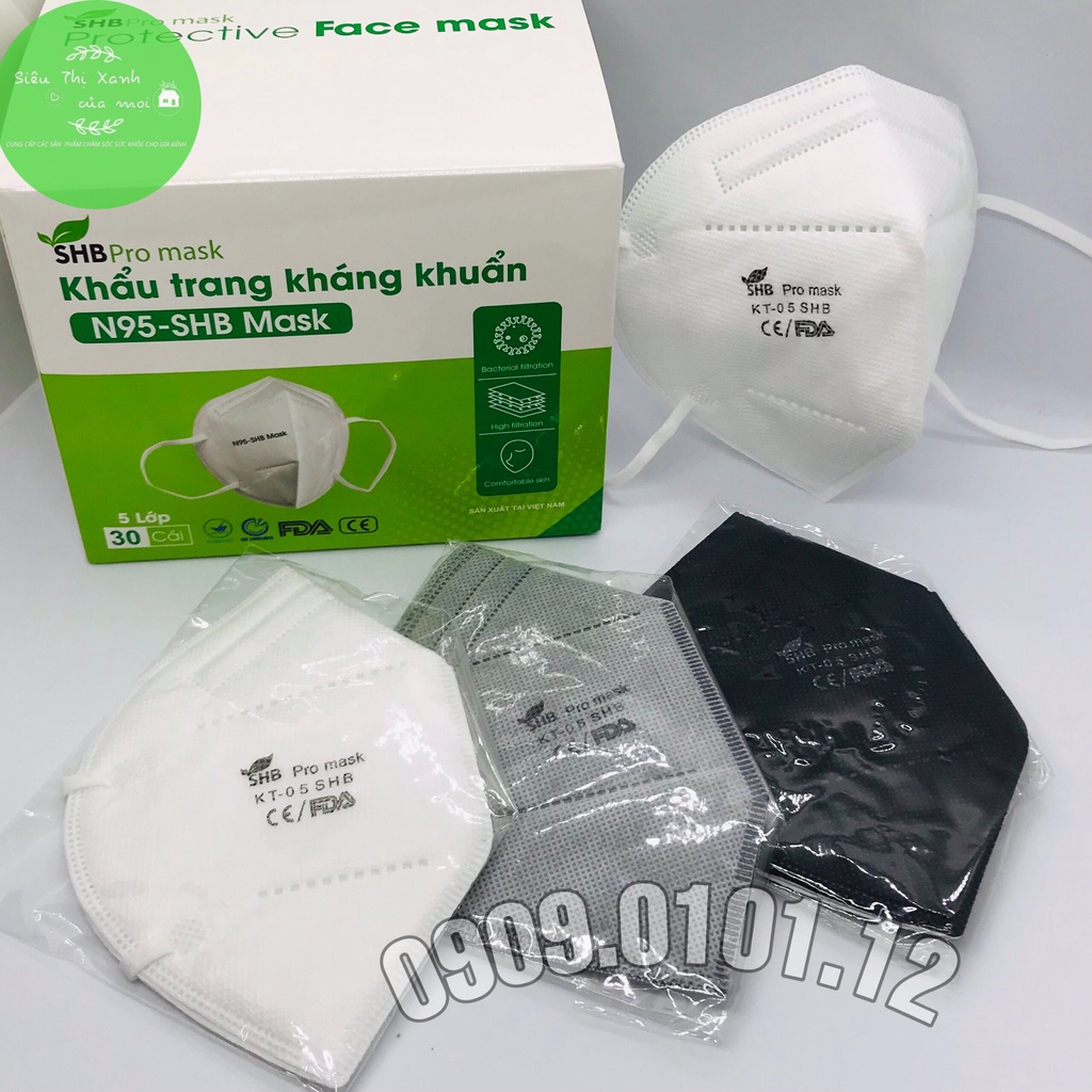 KHẨU TRANG KHÁNG KHUẨN N95 (SHB Pro Mask - FFP2 - 5 Lớp - Hàng Xuất Khẩu, Phân Phối Bệnh Viện) [Chính Hãng - Độc Quyền] | BigBuy360 - bigbuy360.vn