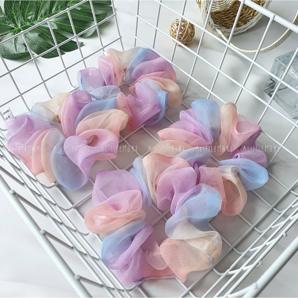 Dây Buộc Tóc Scrunchies Organza Tơ Gân AlittleMORE Xinh Tươi Rạng Rỡ Nắng Hè Cột Tóc Đẹp