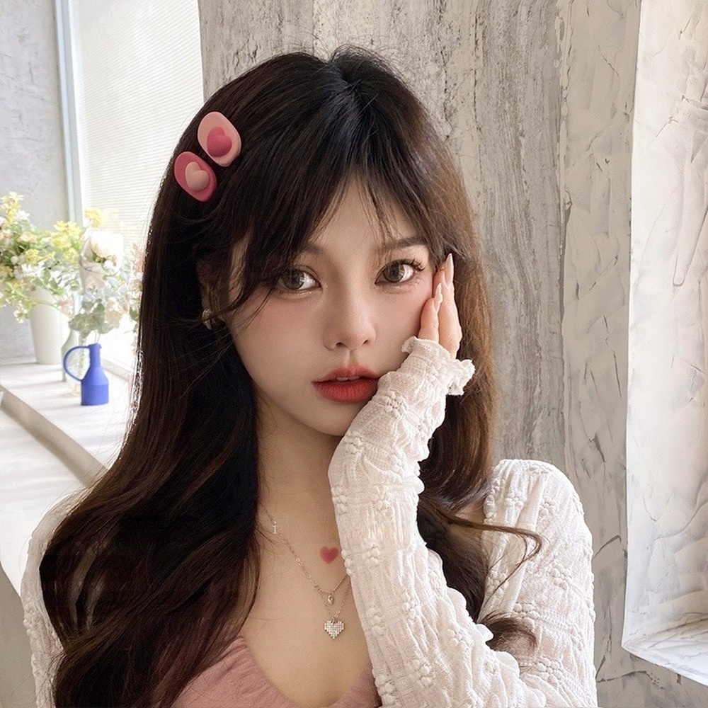 1 Cặp Kẹp Tóc Hình Hoa / Trái Tim / Trái Tim Bằng Nhựa Resin Kiểu Hàn Quốc Ngọt Ngào Cho Bạn Gái