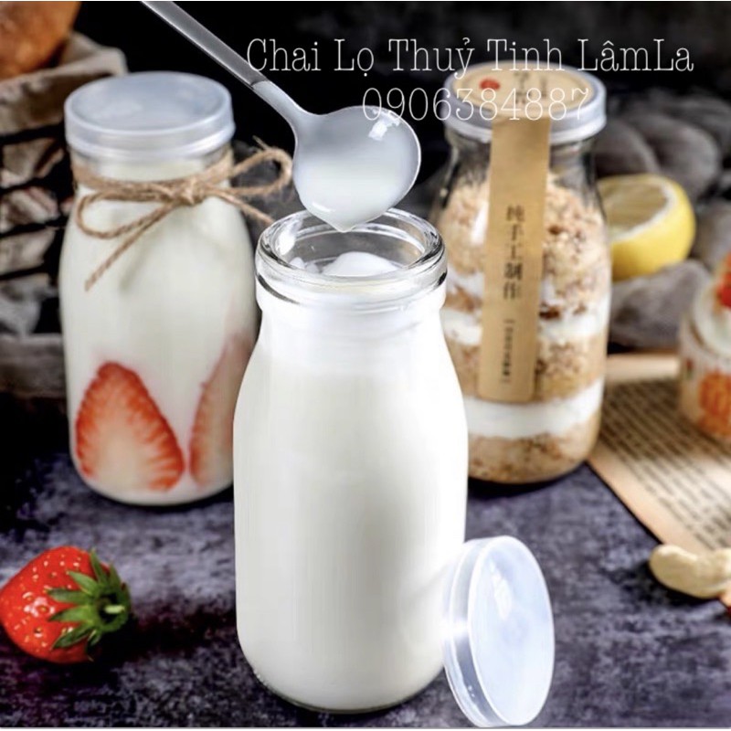 Hũ Thuỷ Tinh Cao Sữa Chua Nắp Nhựa 200ml | Làm Sữa Chua , Pudding , Bánh