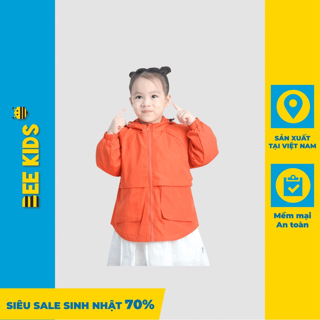 Áo Khoác Cho Bé Gái 2-10 Tuổi BeeKids Chất Liệu Gió Mềm Mại, Chống Thấm Nước, Tay Bo Vừa Vặn 7KG01108DX