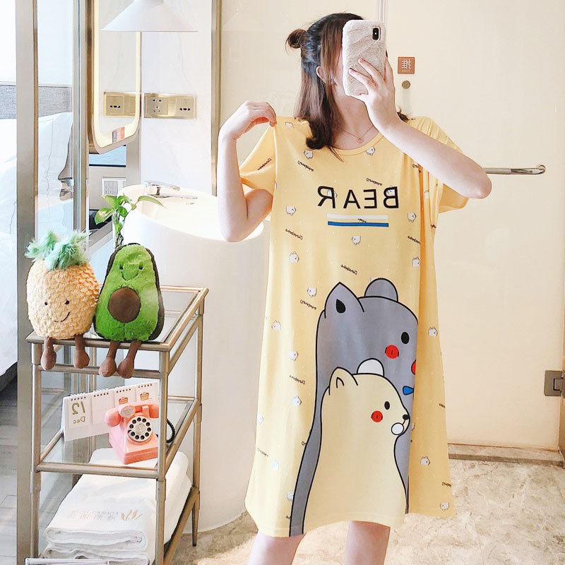 Váy Ngủ Cotton Cute Dáng Suông Chất ( Đẹp Hàng Loại 1)