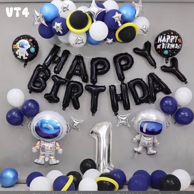 COMBO Set bóng phi hành gia không gian vũ trụ trang trí sinh nhật bé trai bé gái