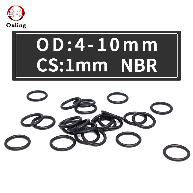 50 CÁI / Lô Vòng đệm cao su Nitrile Màu đen NBR Vòng đệm O-ring CS 1mm OD4 / 4,5 / 5 / 5,5 / 6 / 6,5 / 7 / 7,5 / 8 / 8,5 / 9 / 9,5 / 10 * 1mm Vòng đệm O Vòng đệm Nitrile Dầu máy giặt- chống mài mòn và chống thấm nước