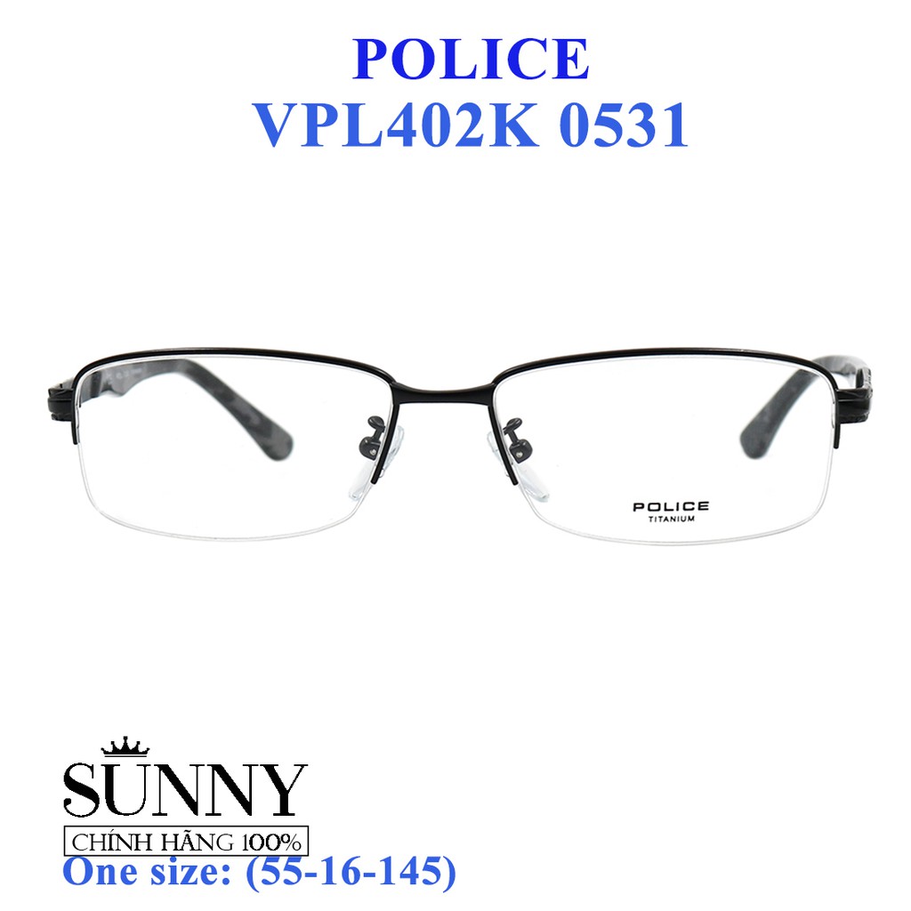 Gọng kính thời trang chính hãng nhiều màu Police VPL402K, thiết kế dễ đeo bảo vệ mắt