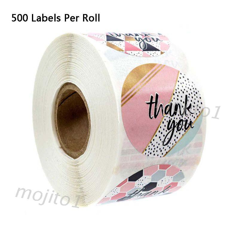 Cuộn 500 Hình Dán 8 Loại Chữ Thank You Dùng Để Trang Trí