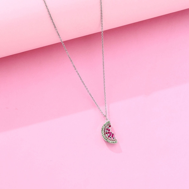 Vòng cổ Mặt Hình Trái Dưa Hấu Đính Đá Zircon Nhiều Màu Dễ Thương Thời Trang Mùa Hè Cho Nữ