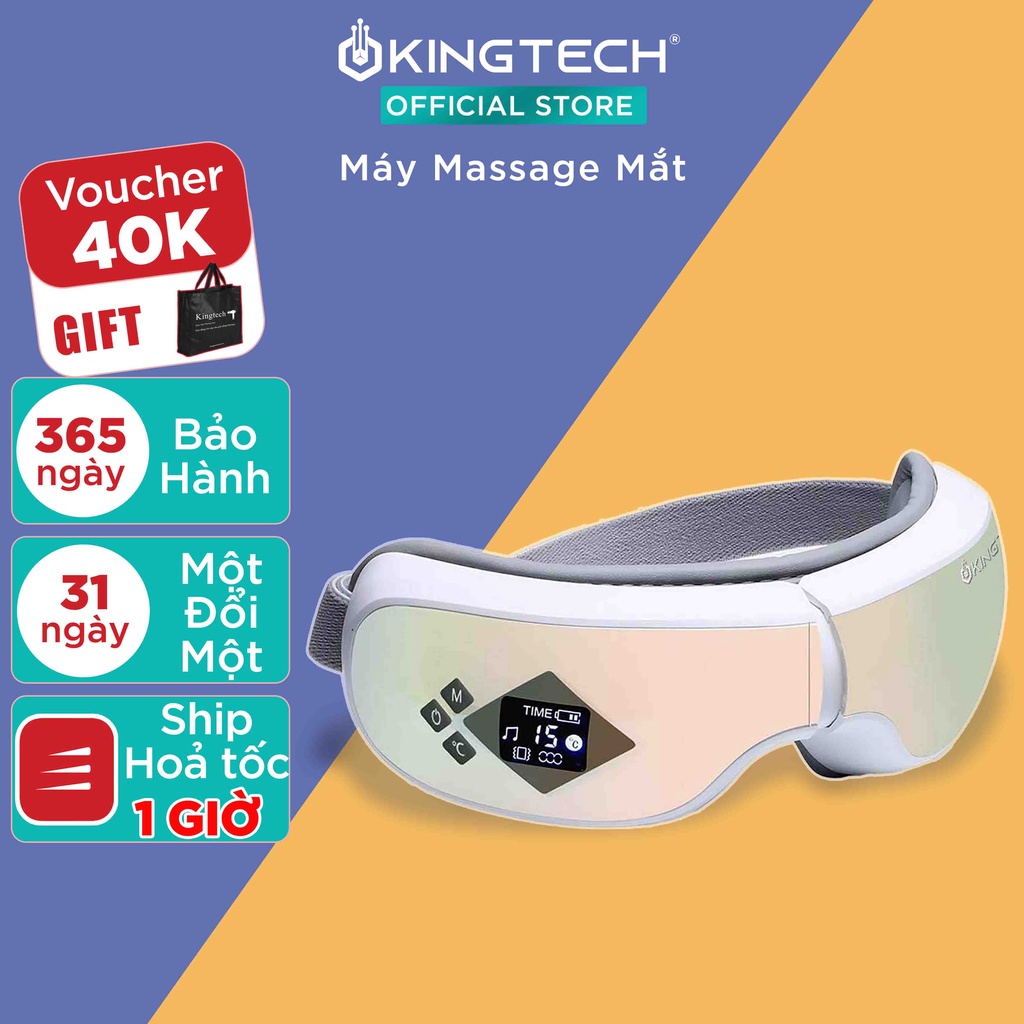 Máy Massage Mắt Cao Cấp KINGTECH KY-925 Mát xa Túi Khí Kèm Nhiệt, Tích Hợp Nghe Nhạc Bluetooth, Bảo Hành 12 Tháng