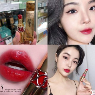 Son YSL Volupte Shine màu 84 đỏ hồng cực xinh và sang chảnh
